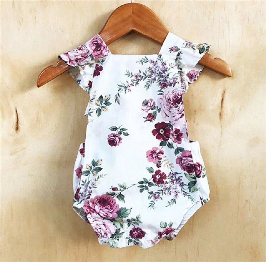 Baby Girl Sleeveless Sunsuit Outfit Clothes Casual Floral Bodysuit, zoerea.com