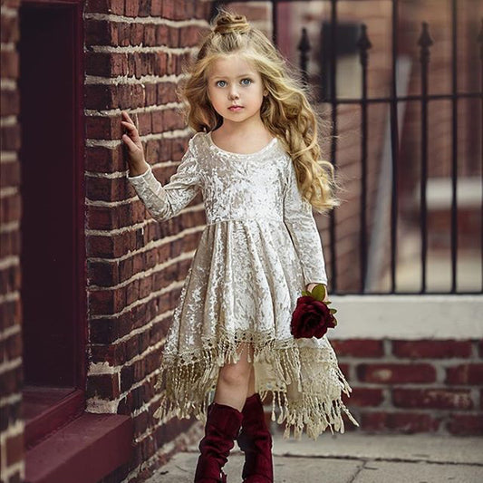 Tassel Baby Dress Flower Girls Dress Princess Bridesmaid Pageant Dress, zoerea.com