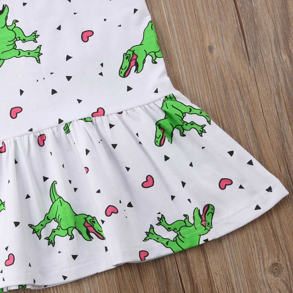 Girls Baby Kids Clothes Summer Sleeveless Dinosaur Cotton Girl Dress, zoerea.com