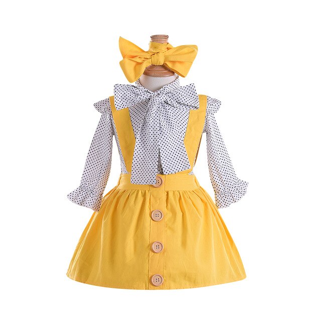 3pcs Infant Newborn Baby Girl Outfits Set Long Sleeve Tops, Dress, Headband, zoerea.com