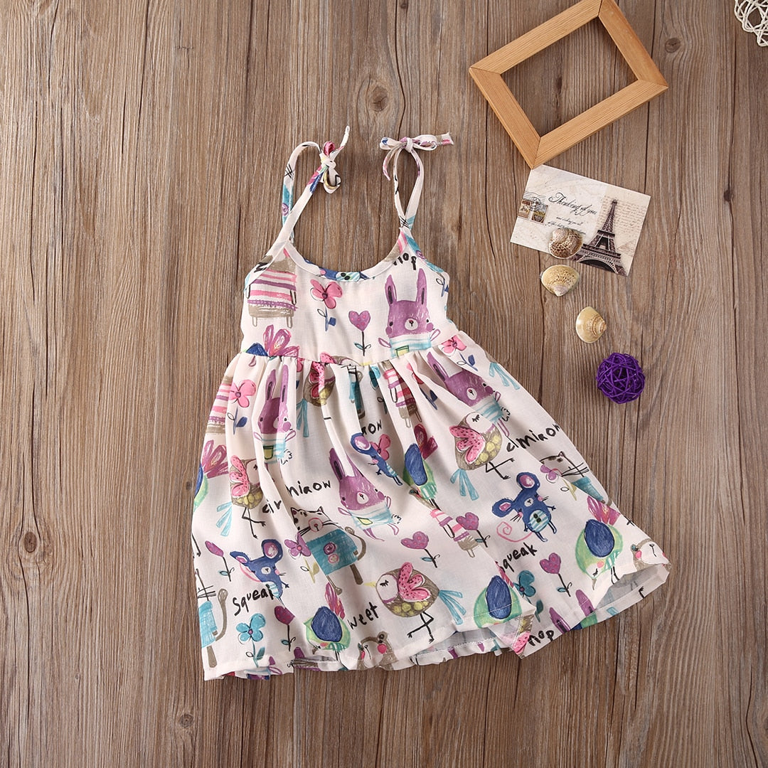 Toddler Infant Kids Baby Girls Summer Princess Party Floral Strap Dress, zoerea.com