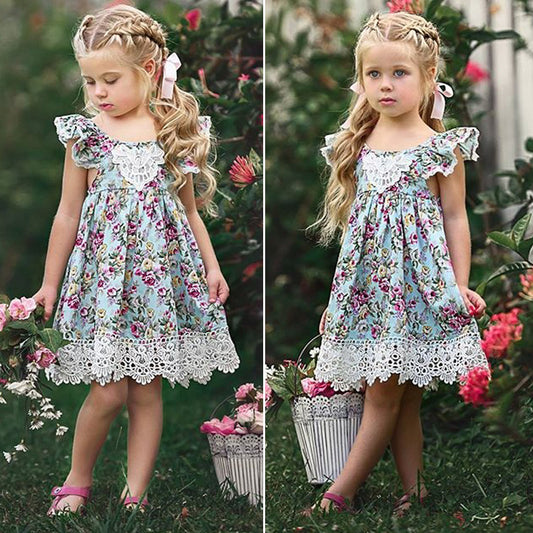 AU Kids Baby Girls Flower Lace Floral Tulle Party Pageant Dresses, zoerea.com