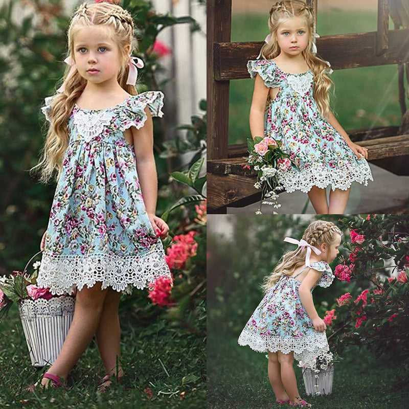 AU Kids Baby Girls Flower Lace Floral Tulle Party Pageant Dresses, zoerea.com