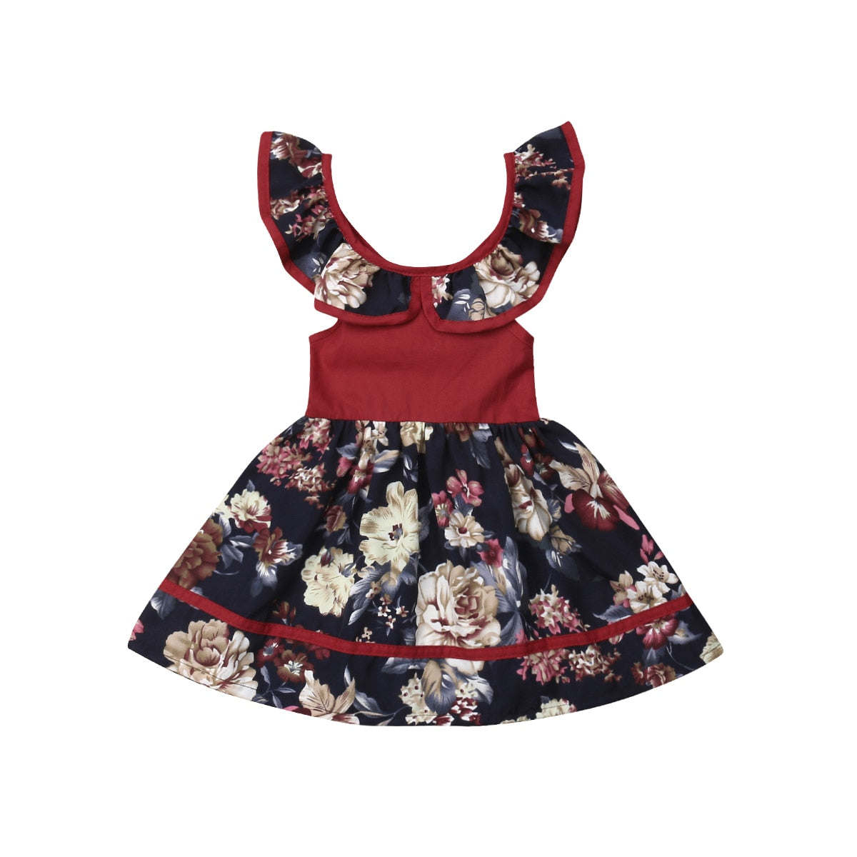 Cute Kids Baby Girls Cotton Tutu Sleeveless Floral Princess Dress, zoerea.com