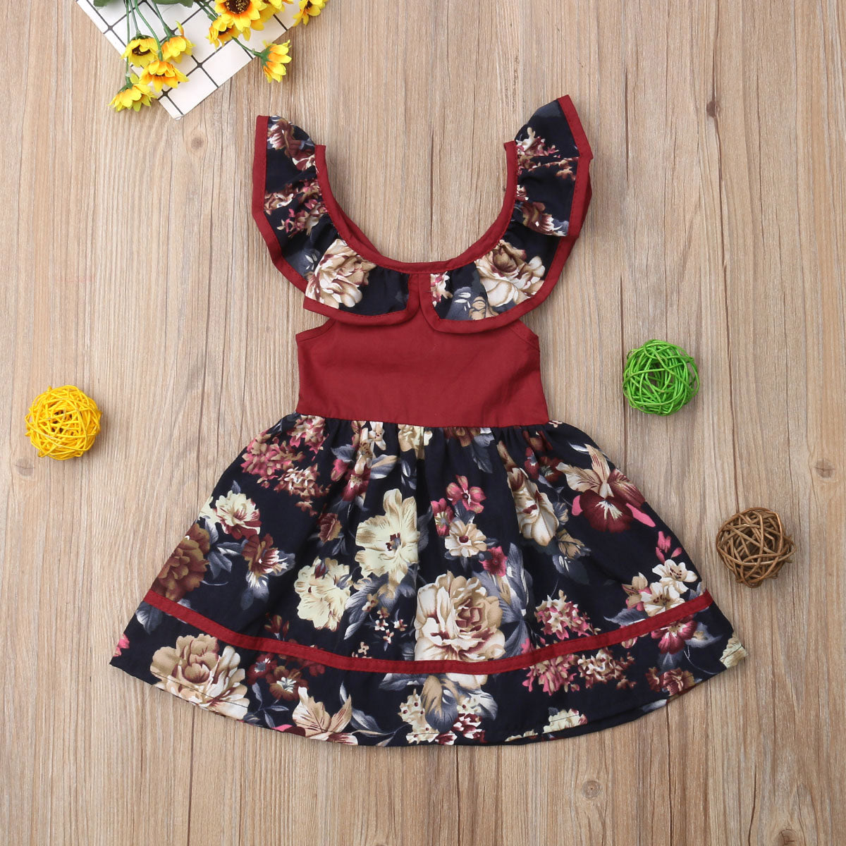 Cute Kids Baby Girls Cotton Tutu Sleeveless Floral Princess Dress, zoerea.com