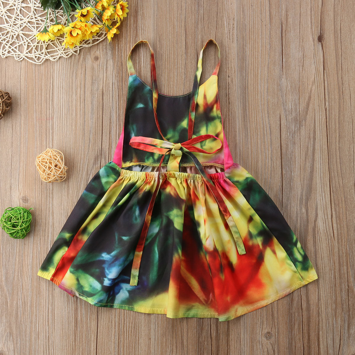 Toddler Kids Baby Girl Floral Halter Backless Sleeveless Ruffle Dress, zoerea.com